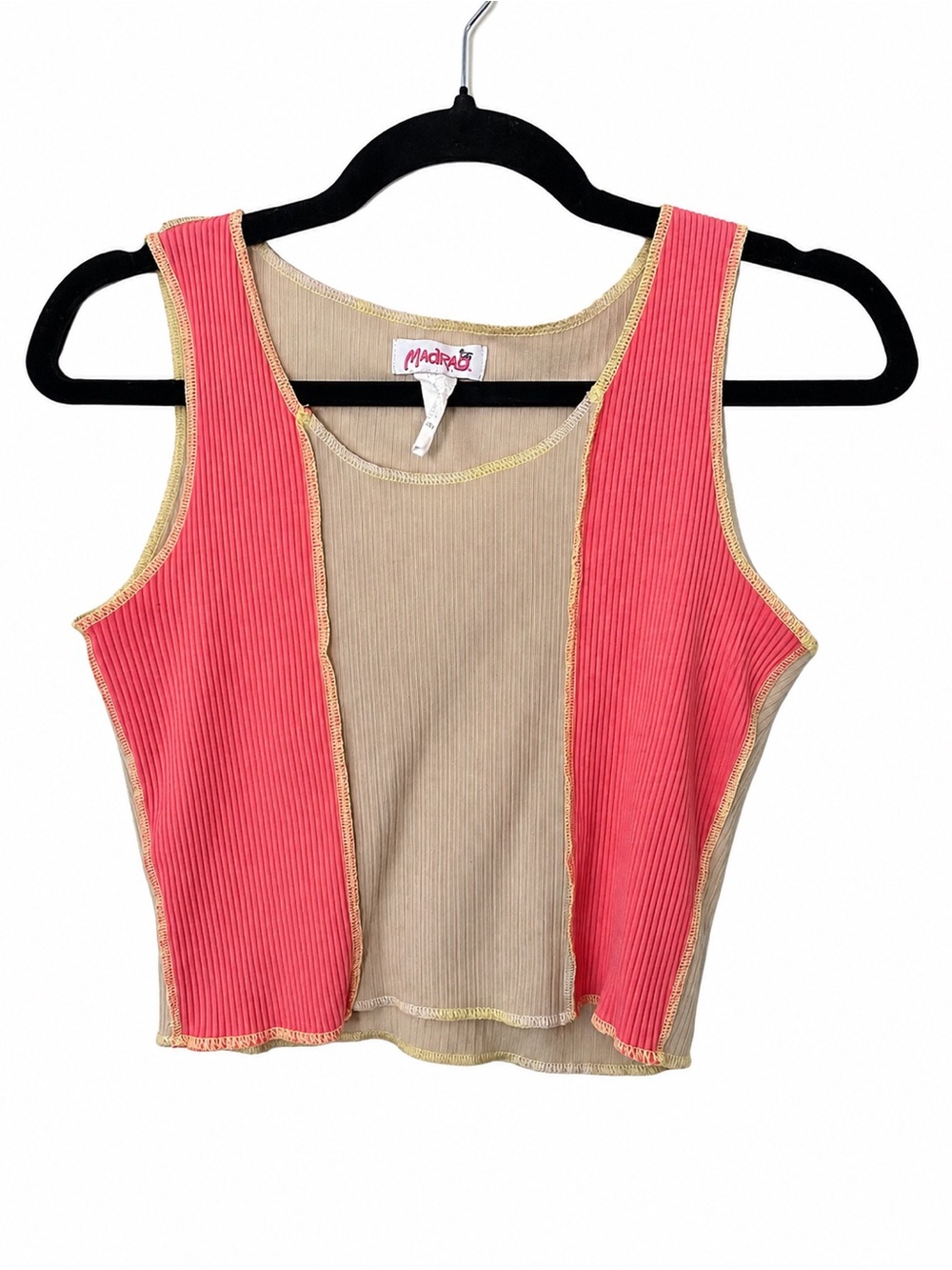 MadRag Coral Pink Beige Ribbed Colorblock Tank | Large